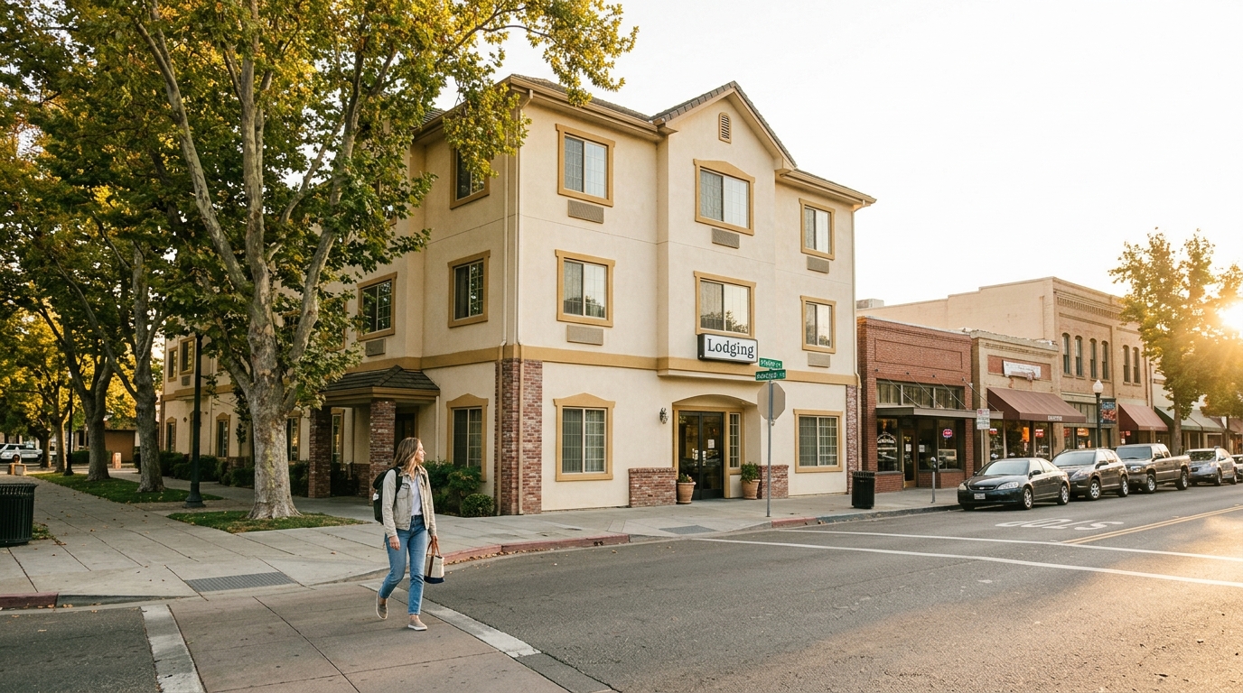 Yuba City hotel located near restaurants shops and convenient local road access